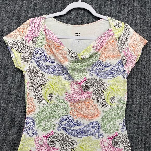 Title Nine Dress Womens S Multicolor Paisley Cowl Neck Athleisure Performance - Picture 2 of 10